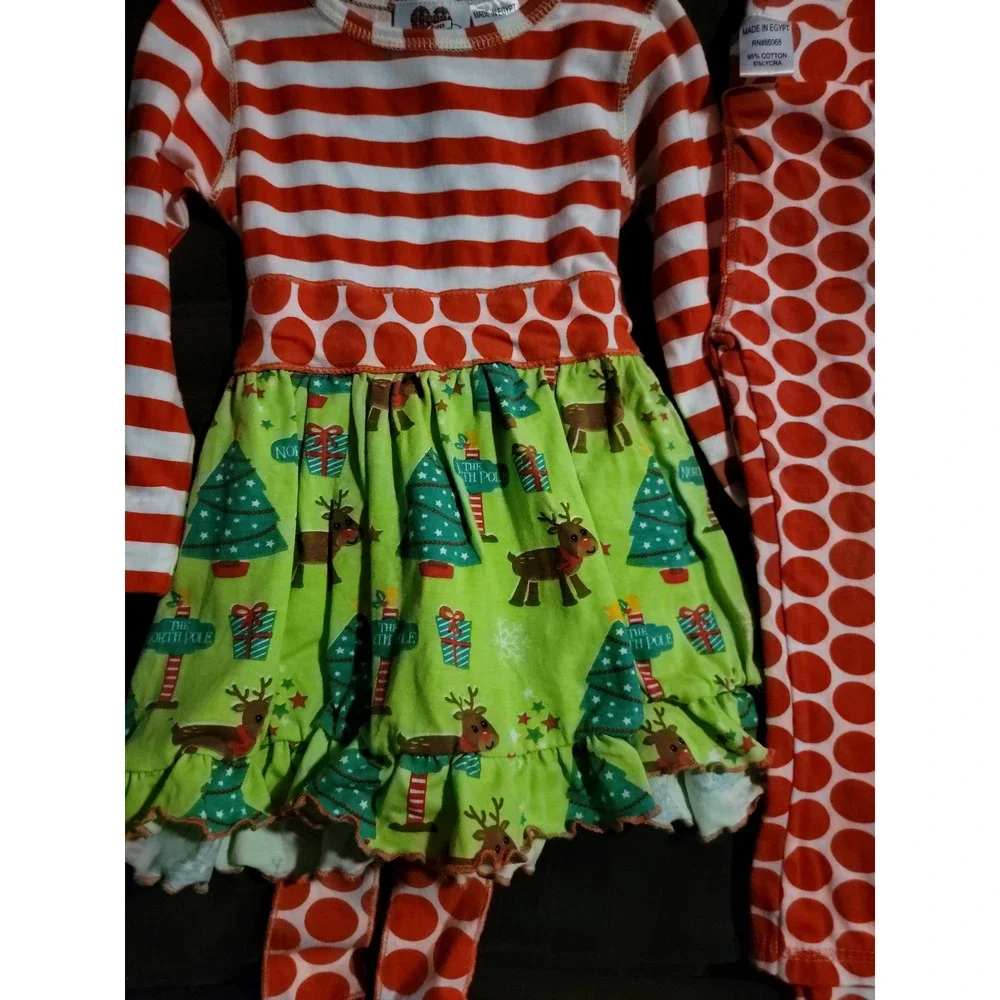 Ann Loren‎ Christmas holiday reindeer dress and leggings size 2t 3t